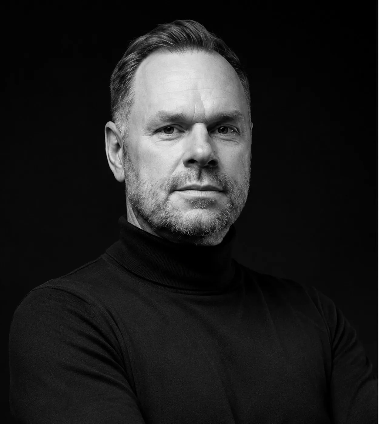 Helge Weiss, black and white portrait